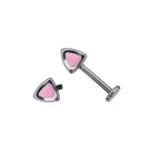 Paws & Purrs - Blue and Pink Cat Ear Stainless Steel Internally Threaded Helix Studs - Pink