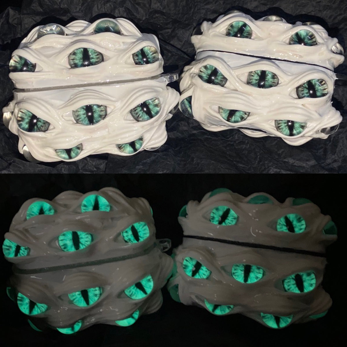 "Pocket Monster" 3D Multi-Eye AirPods Case | Handmade Horror Gore & Glow Texture Cover - Crux Jewelry product image 2