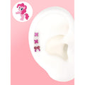 Pinkie Pie pink criss-cross and ribbon bow ear studs