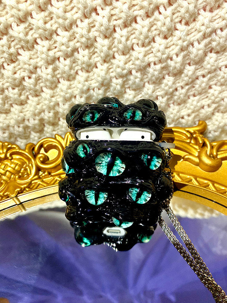"Pocket Monster" 3D Multi-Eye AirPods Case | Handmade Horror Gore & Glow Texture Cover - Crux Jewelry product image 3