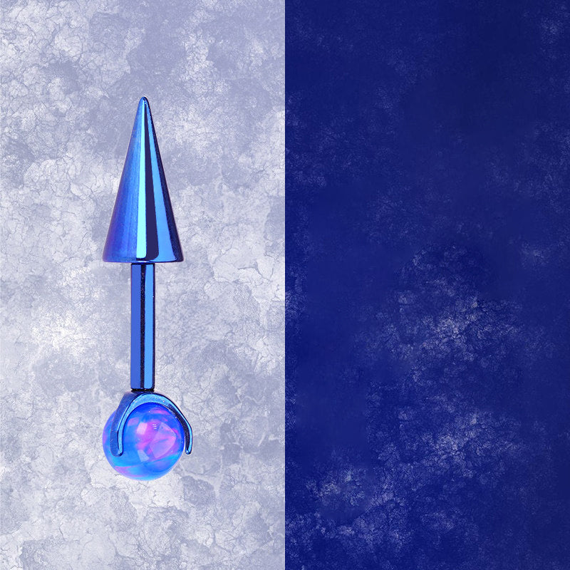 ASTM F136 Titanium Aurora Opal Spike Stud - Edgy Fairycore Cartilage Piercing - Crux Jewelry product image 2