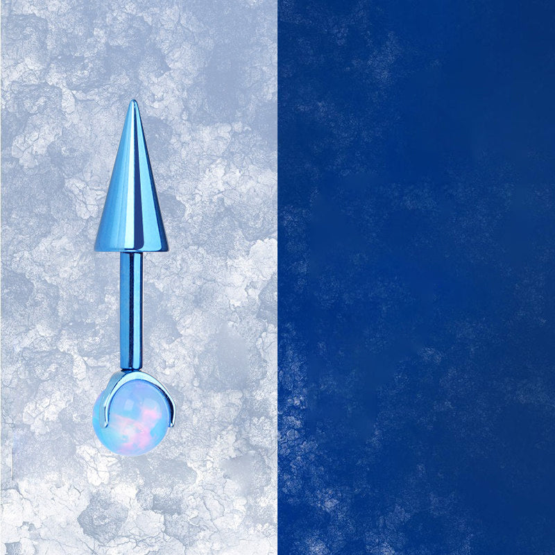 ASTM F136 Titanium Aurora Opal Spike Stud - Edgy Fairycore Cartilage Piercing - Crux Jewelry product image 6
