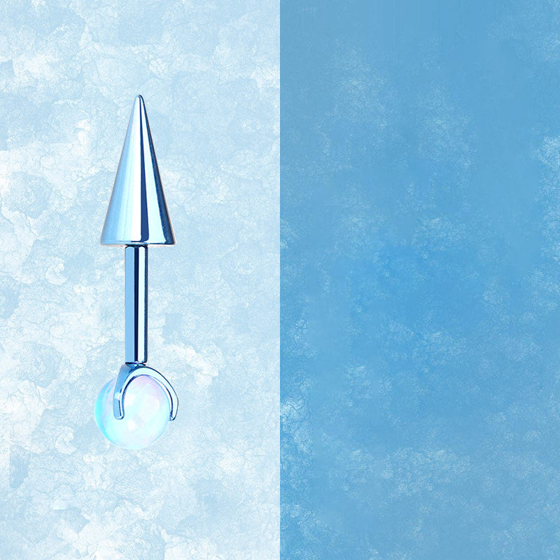 ASTM F136 Titanium Aurora Opal Spike Stud - Edgy Fairycore Cartilage Piercing - Crux Jewelry product image 7
