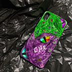 "Graffiti Beast" Custom Name 3D Phone Case | Personalized Hand-Painted Text & Monster Eyes - Crux Jewelry product image 2