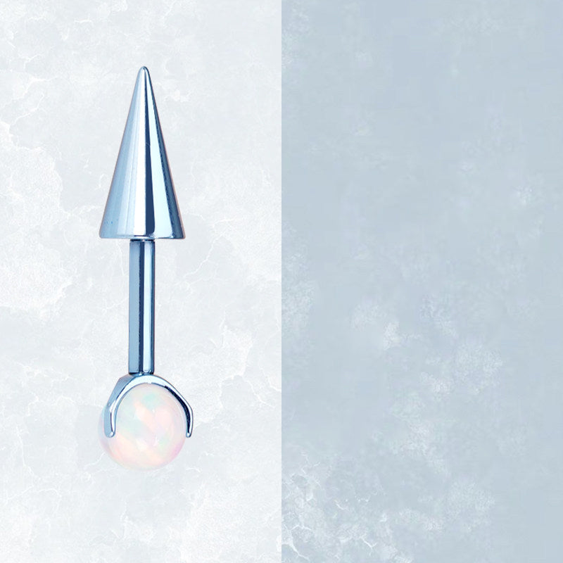 ASTM F136 Titanium Aurora Opal Spike Stud - Edgy Fairycore Cartilage Piercing - Crux Jewelry product image 8