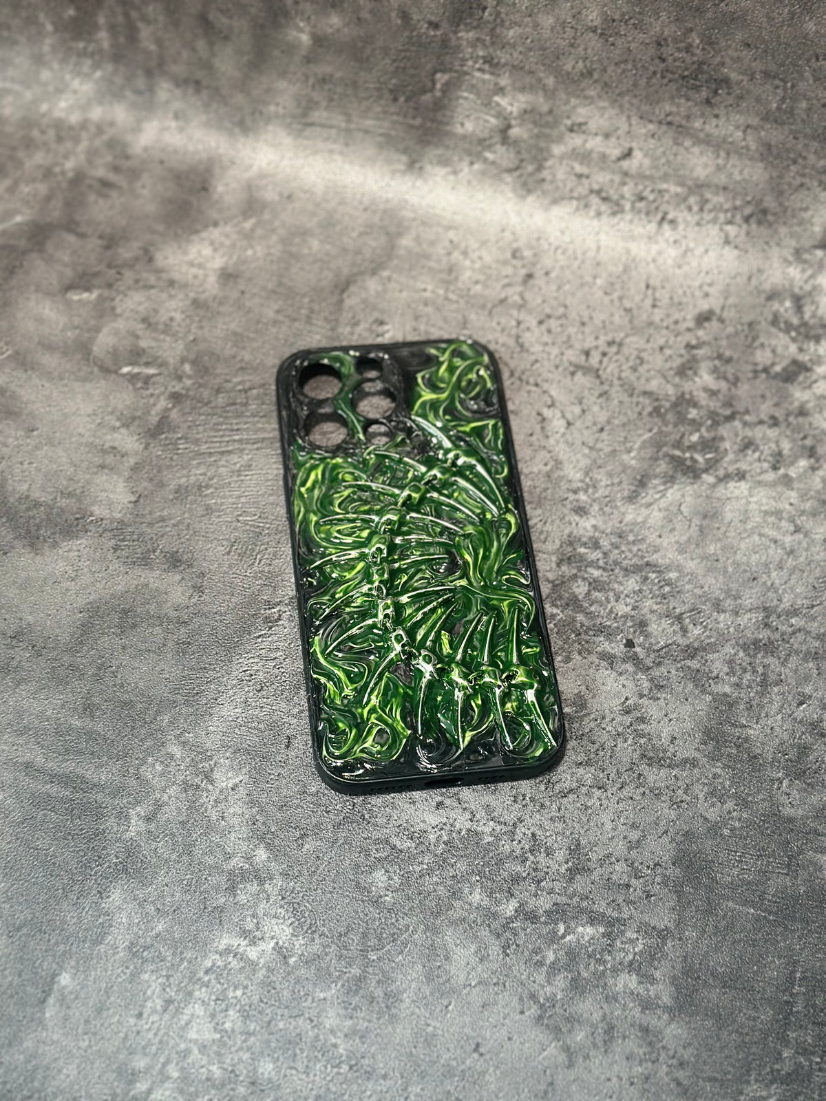 "Gothic Relics" 3D Embossed Phone Case | Bloody Cross, Fallen Angel & Spine Ribcage Art product image 3
