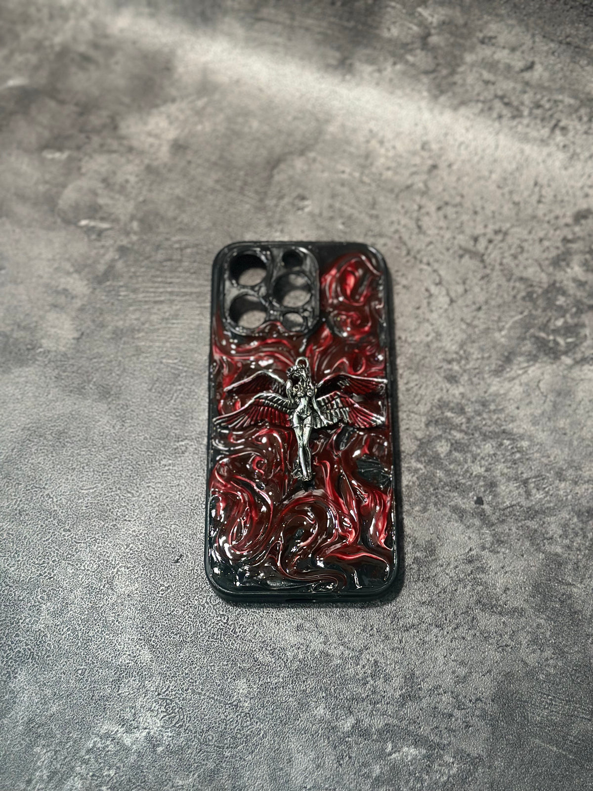 "Gothic Relics" 3D Embossed Phone Case | Bloody Cross, Fallen Angel & Spine Ribcage Art product image 6