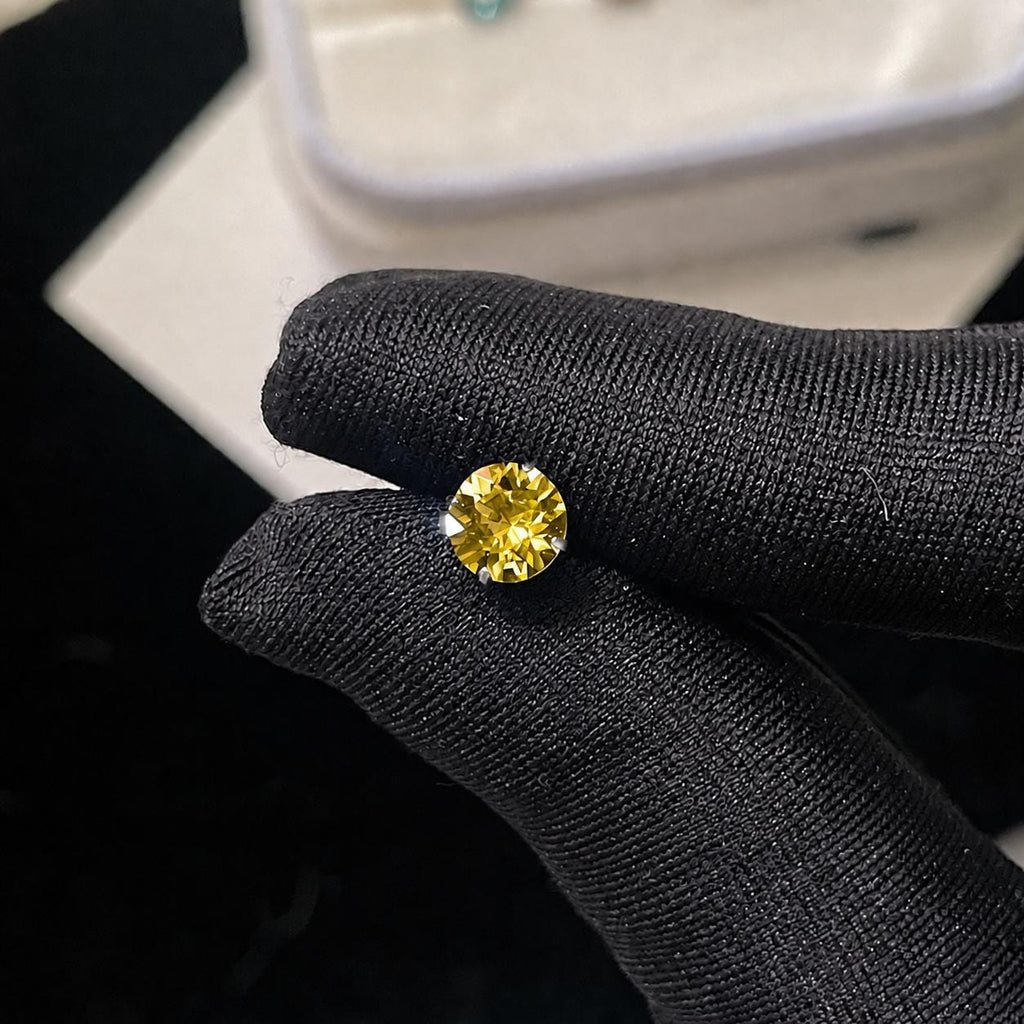 ETSY 4574962154 | IMAGE 4 | Amber Moissanite Flat Back Stud