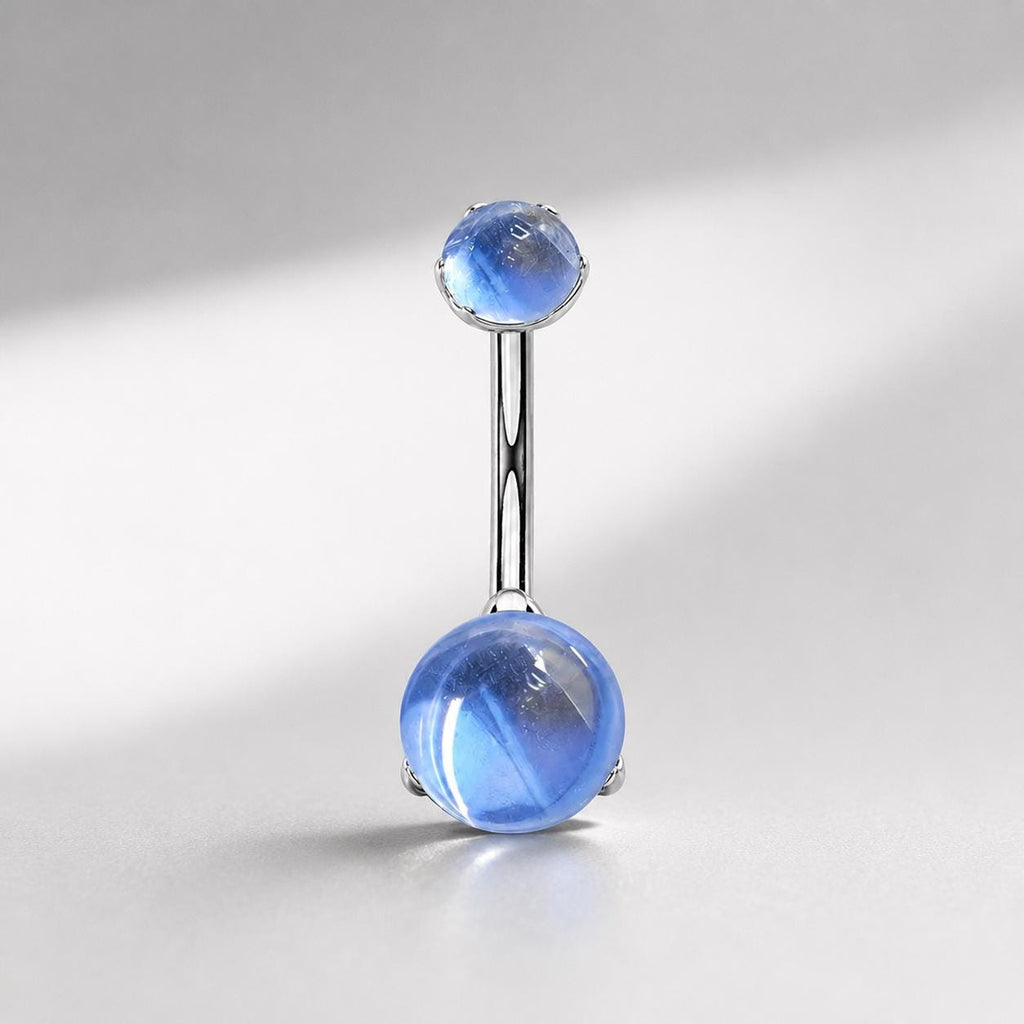 Blue Opal Cat Eye Titanium Belly Ring detail 7