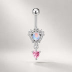 Opal Pink Heart Titanium Belly Ring detail 6