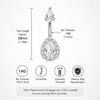 Teardrop CZ Titanium Belly Ring detail 9