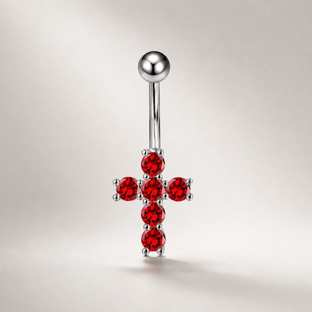 CZ Cross Titanium Belly Ring detail 7