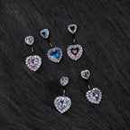 Double Heart CZ Titanium Belly Ring detail 3
