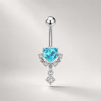 CZ Heart Dangle Titanium Belly Ring detail 6