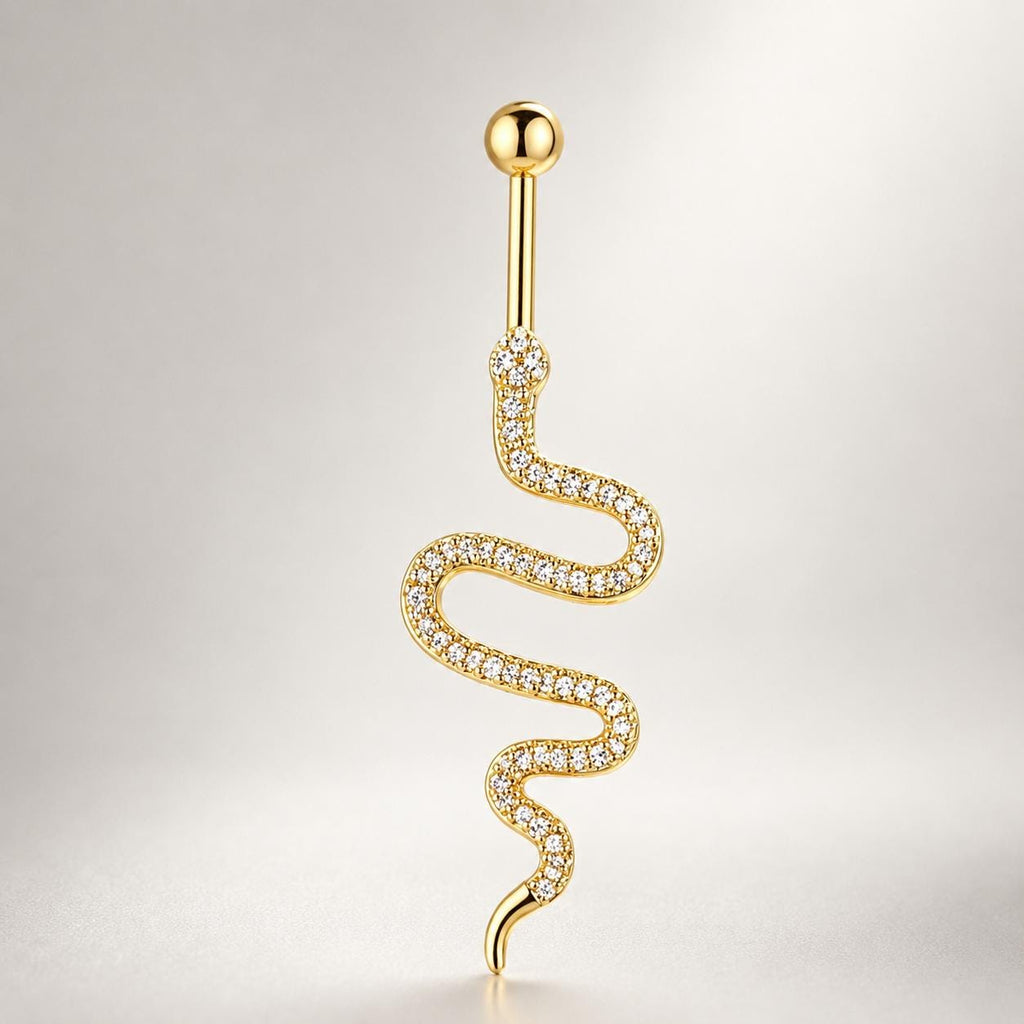 Snake CZ Titanium Belly Ring detail 5