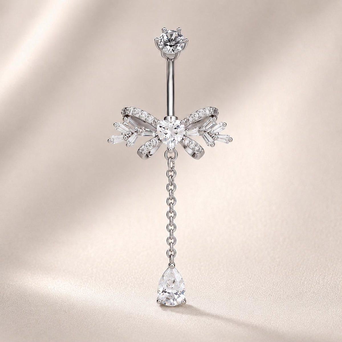 Bowknot CZ Titanium Belly Ring detail 3