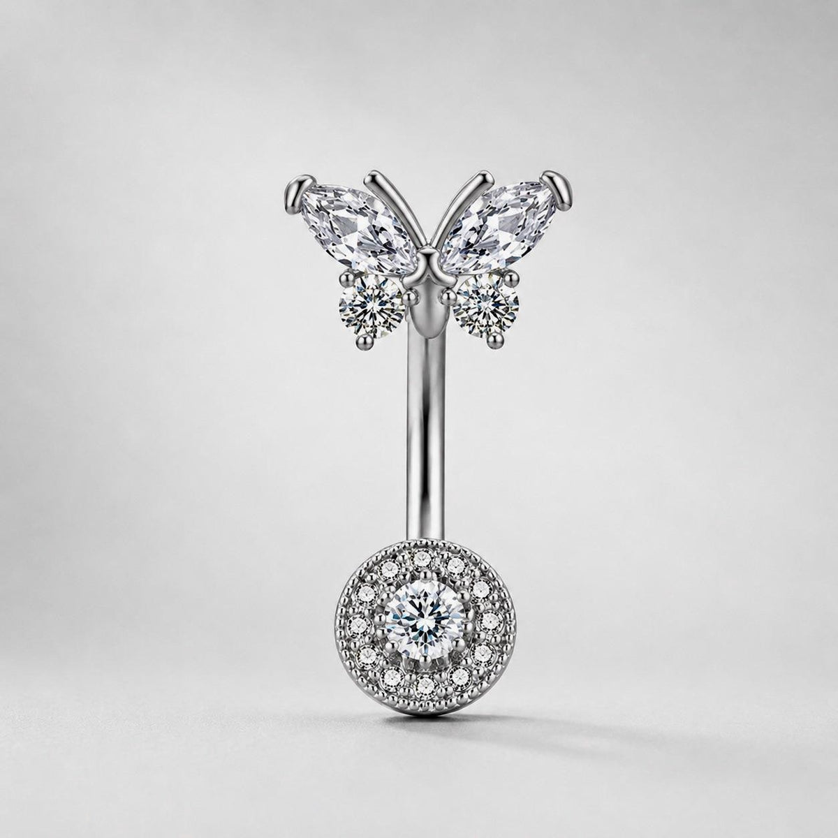 Pavé Butterfly Titanium Belly Ring detail 5