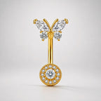 Pavé Butterfly Titanium Belly Ring detail 6