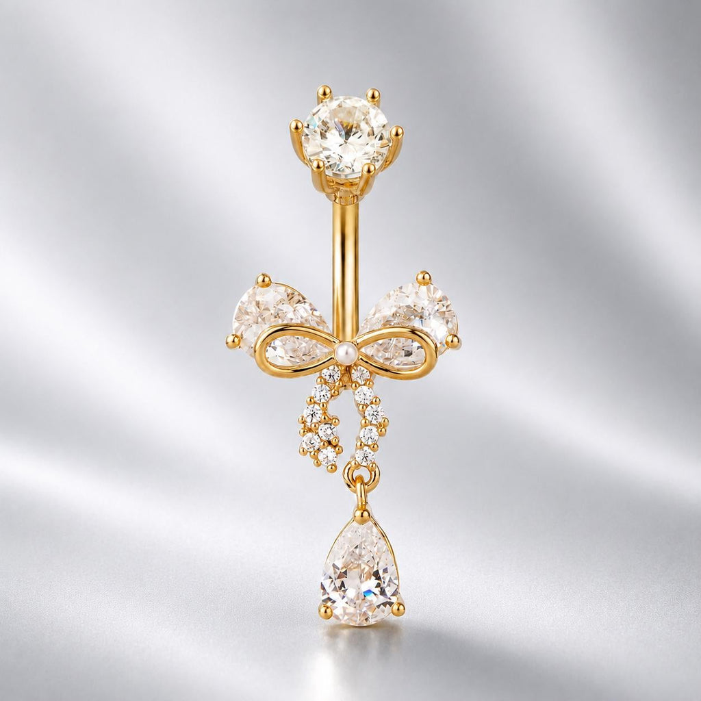 Butterfly CZ Titanium Belly Ring detail 6