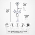 Butterfly CZ Titanium Belly Ring detail 7
