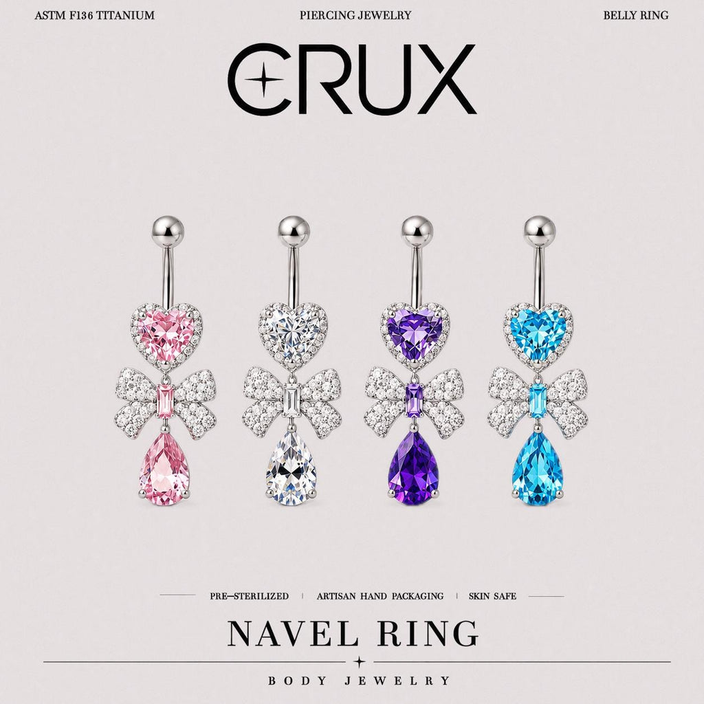 Ribbon Gem Titanium Belly Ring