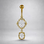 Oval Gem Titanium Belly Ring detail 6