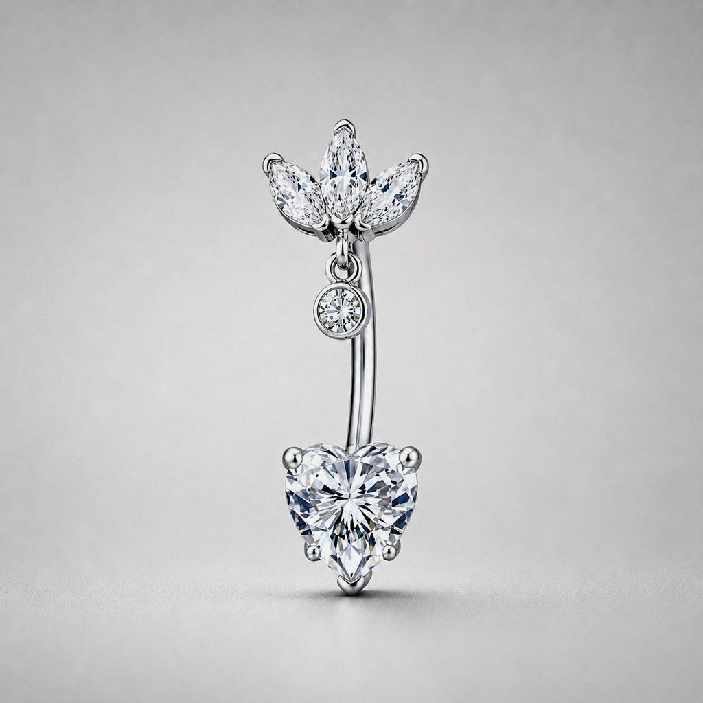 Leaf Heart Titanium Belly Ring detail 5