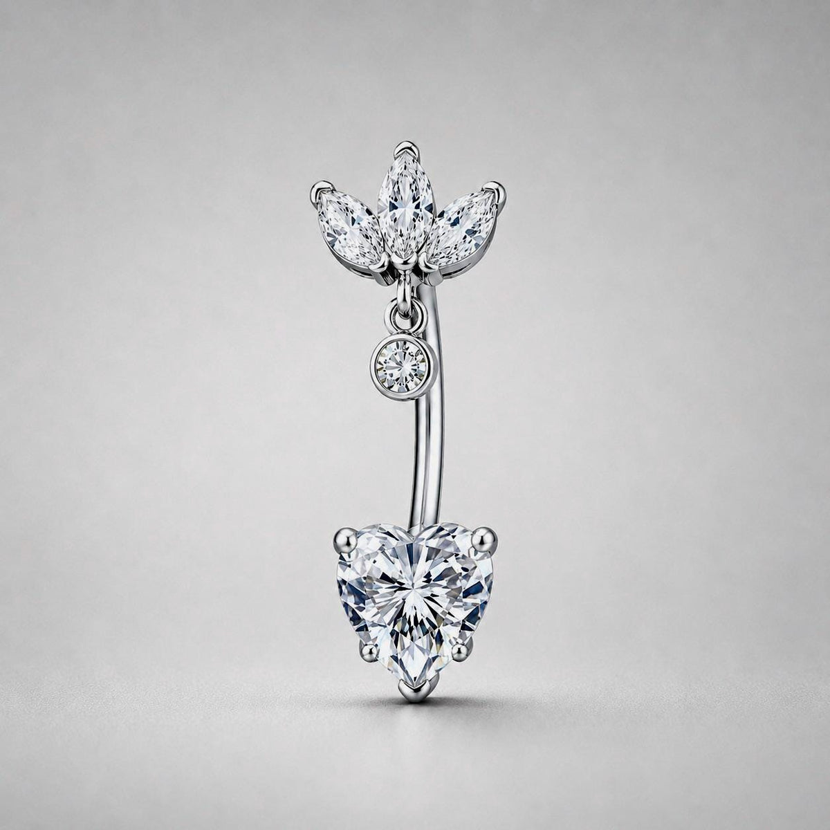 Leaf Heart Titanium Belly Ring detail 5