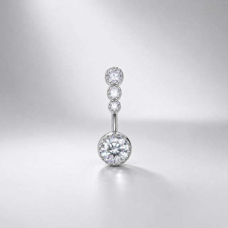Graduated CZ Titanium Belly Ring detail 6