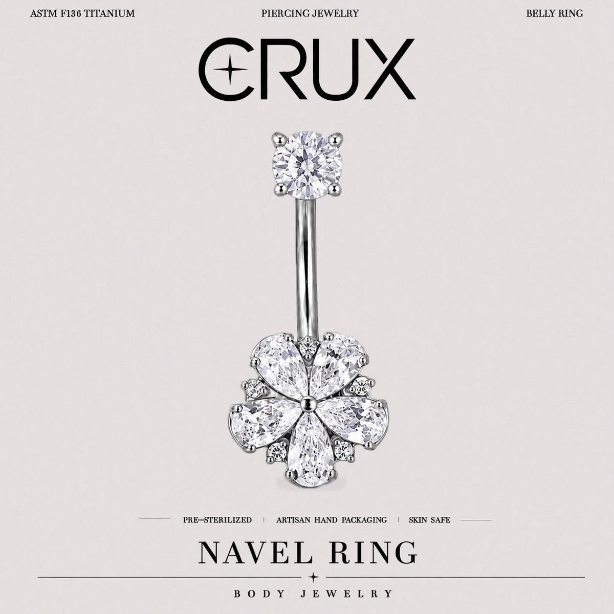 Five-Petal Flower Titanium Belly Ring