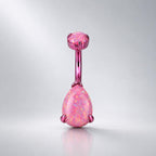 Opal Teardrop Titanium Belly Ring detail 6