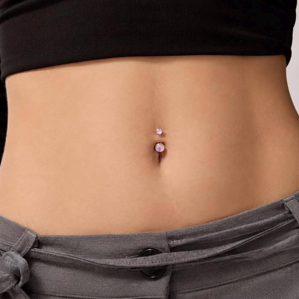 ETSY 4515121130 | IMAGE 2 | Rainbow Moonstone Navel Ring