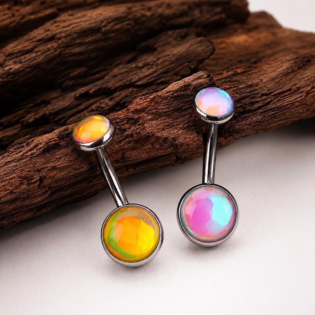 ETSY 4515121130 | IMAGE 3 | Rainbow Moonstone Navel Ring