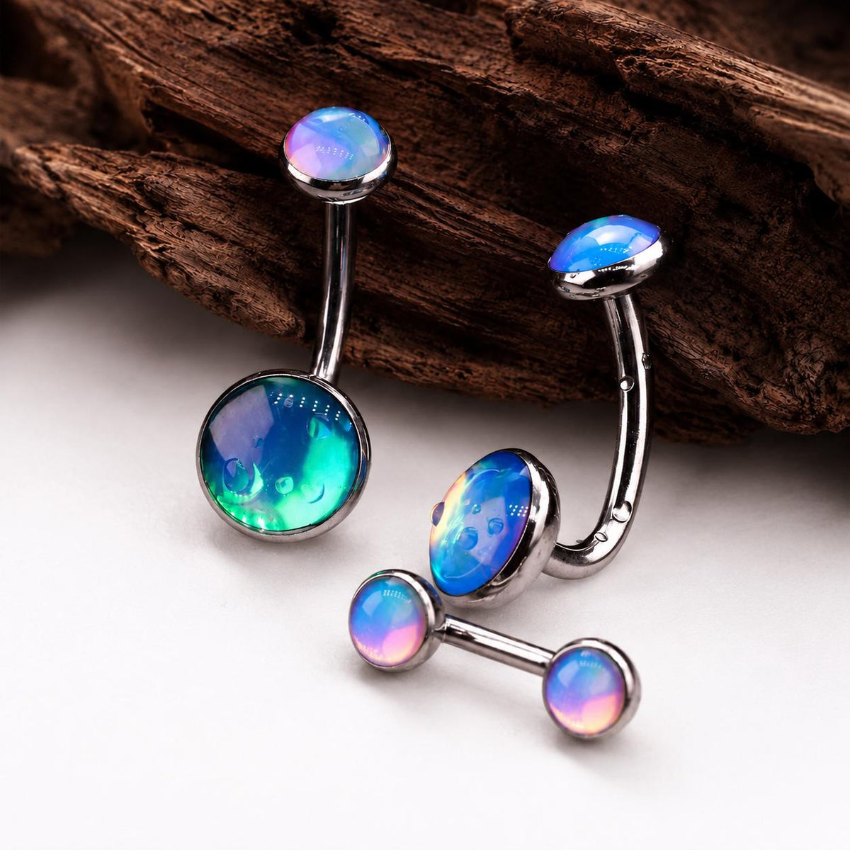 ETSY 4515121130 | IMAGE 4 | Rainbow Moonstone Navel Ring