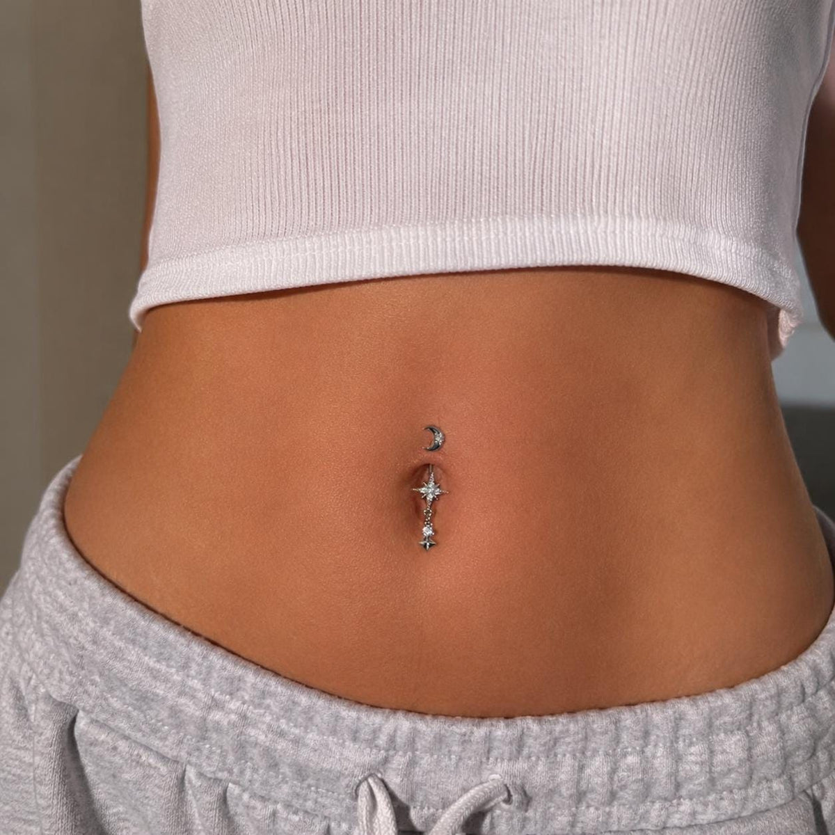 ETSY 4528327392 | IMAGE 2 | Moon Star Titanium Belly Ring