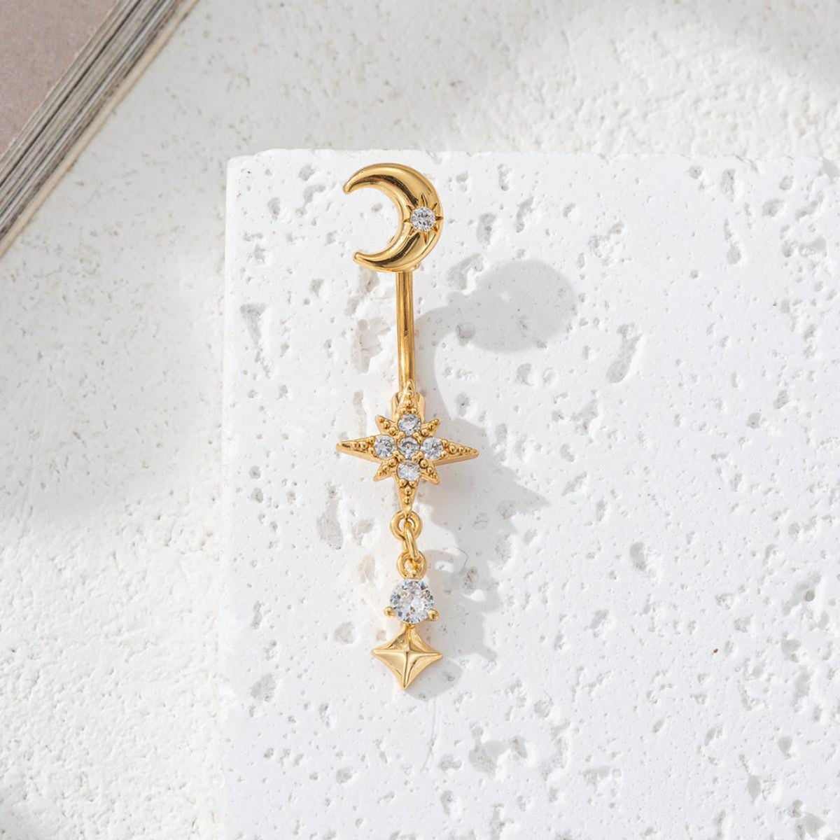 ETSY 4528327392 | IMAGE 3 | Moon Star Titanium Belly Ring