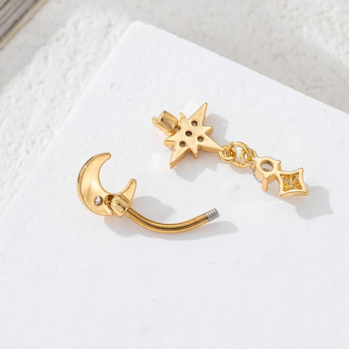 ETSY 4528327392 | IMAGE 5 | Moon Star Titanium Belly Ring