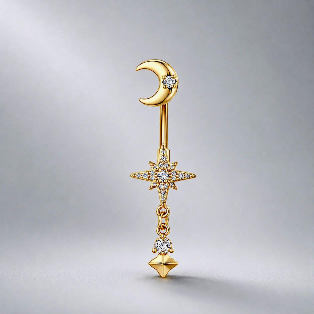 ETSY 4528327392 | IMAGE 6 | Moon Star Titanium Belly Ring