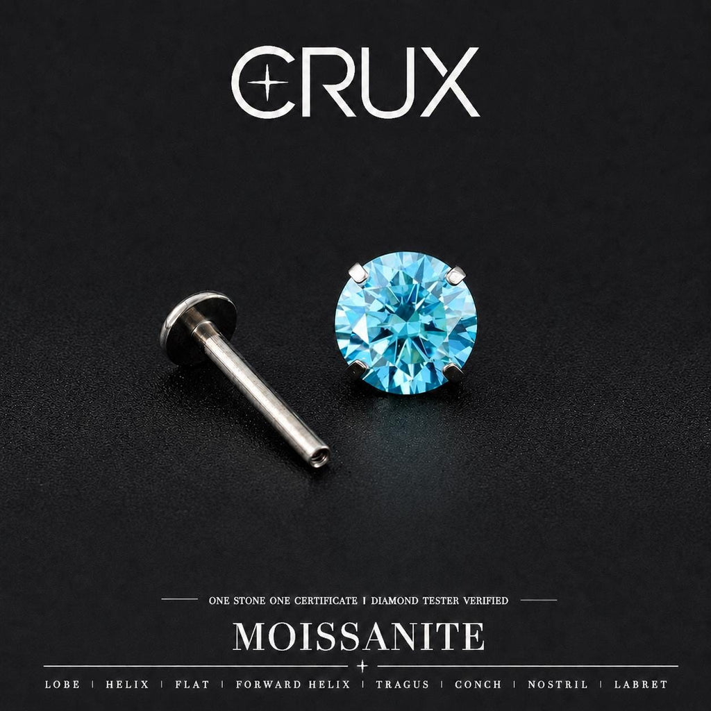 ETSY 4553755716 | IMAGE 1 | Blue Moissanite Flat Back Stud