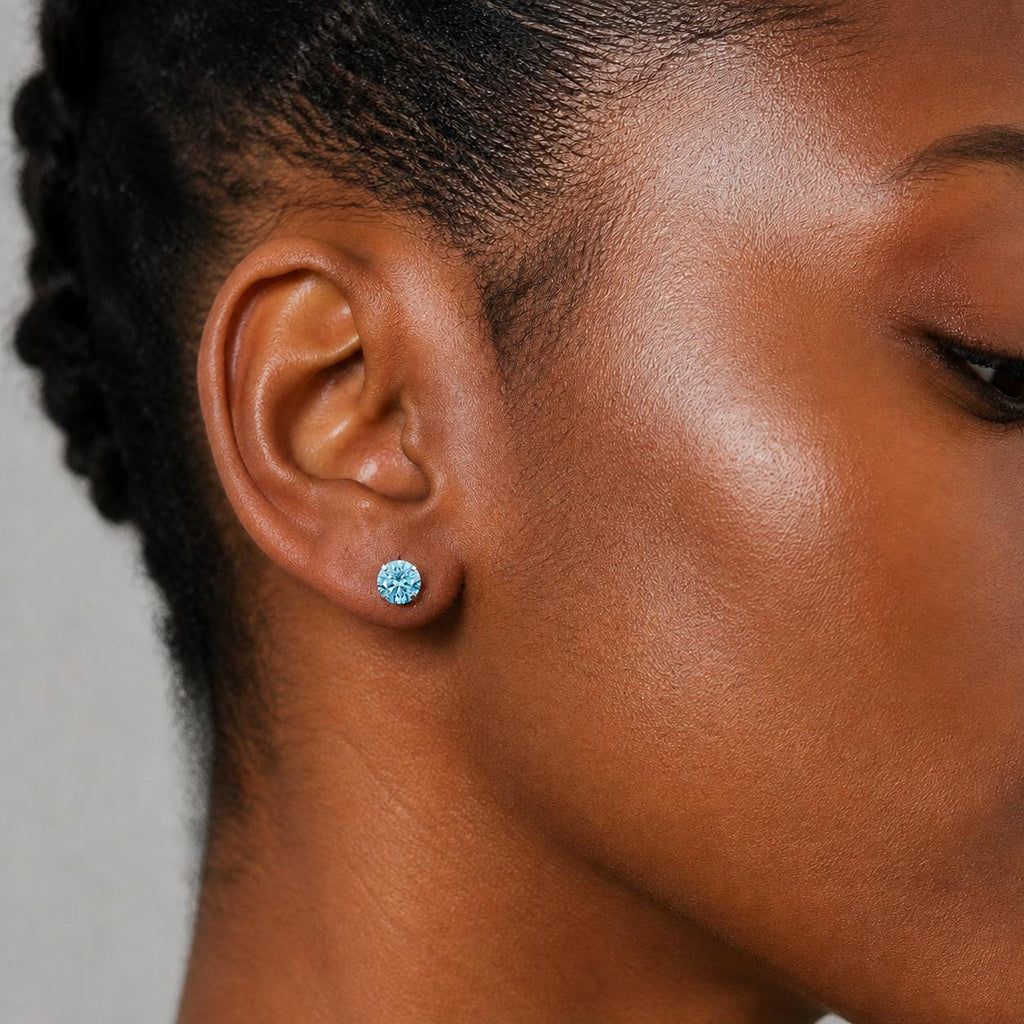 ETSY 4553755716 | IMAGE 2 | Blue Moissanite Flat Back Stud