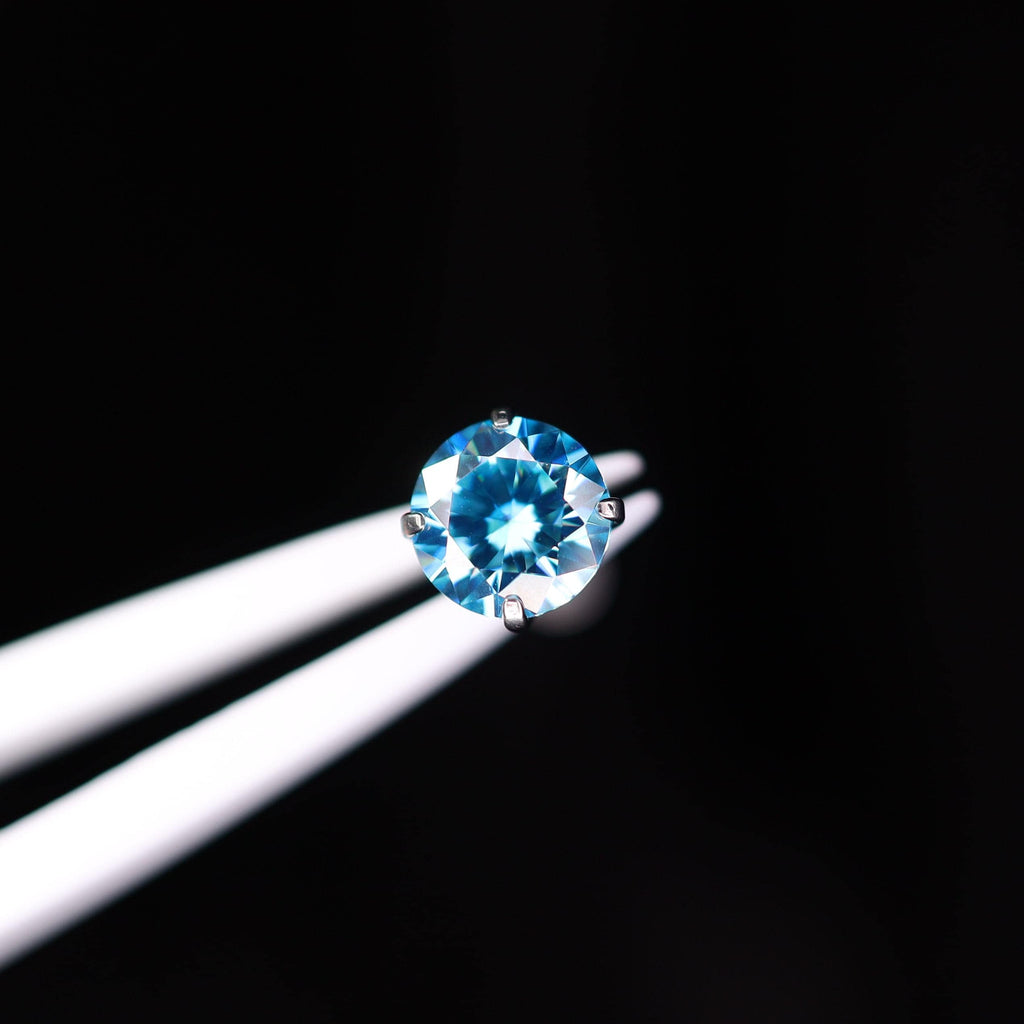 ETSY 4553755716 | IMAGE 3 | Blue Moissanite Flat Back Stud
