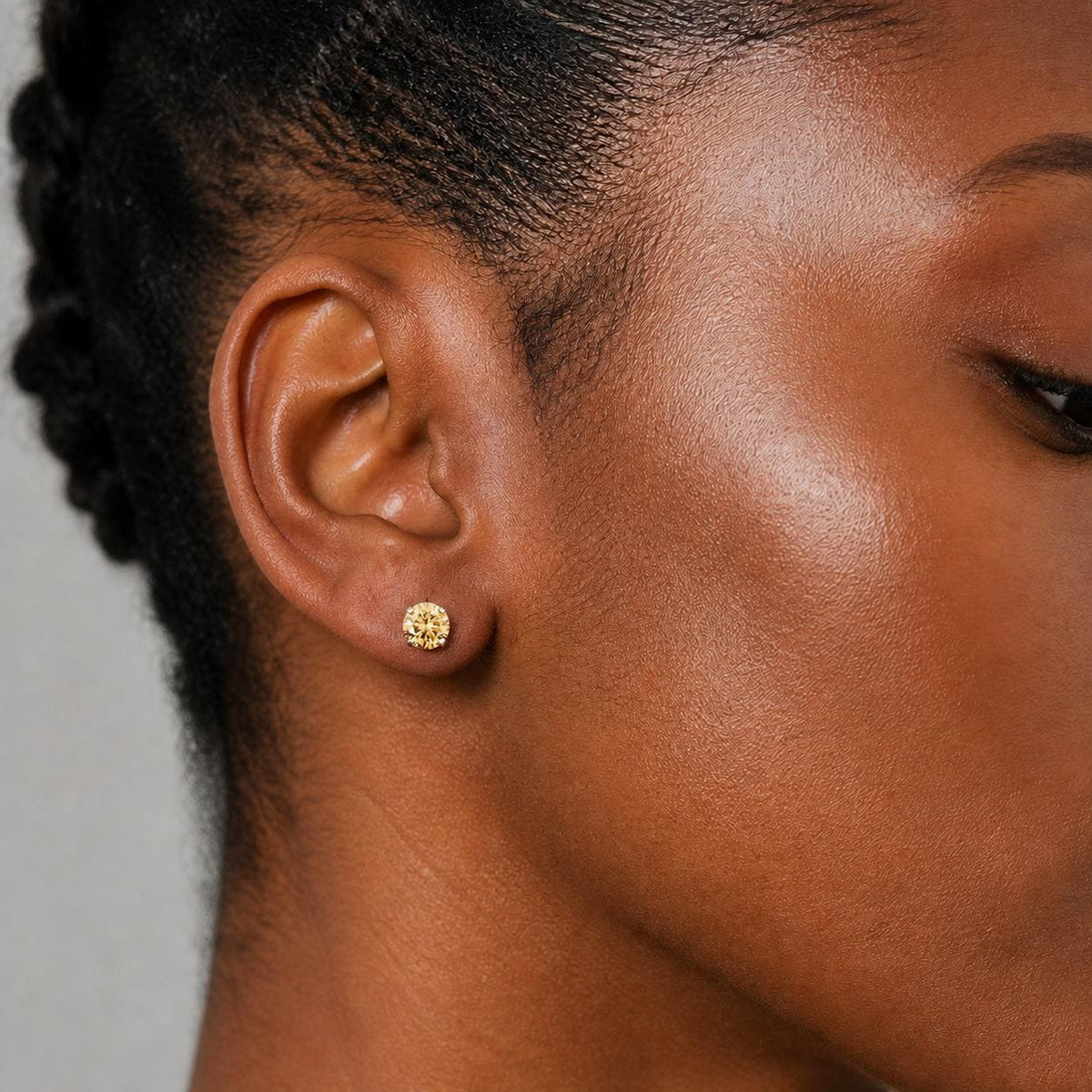 ETSY 4553763993 | IMAGE 2 | Champagne Gold Moissanite Flat Back Stud
