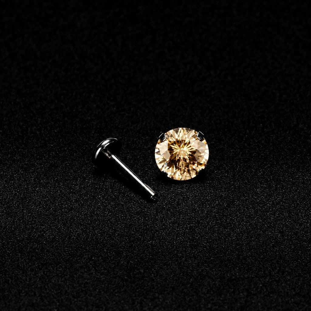 ETSY 4553763993 | IMAGE 5 | Champagne Gold Moissanite Flat Back Stud