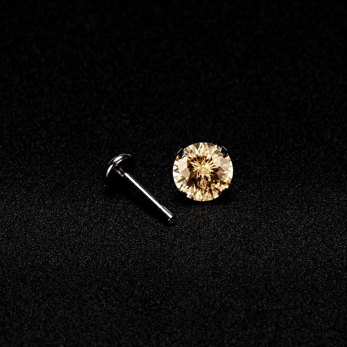 ETSY 4553763993 | IMAGE 5 | Champagne Gold Moissanite Flat Back Stud