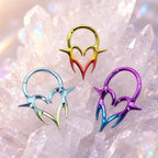 Titanium Gothic Heart Fang Septum Clicker detail 2
