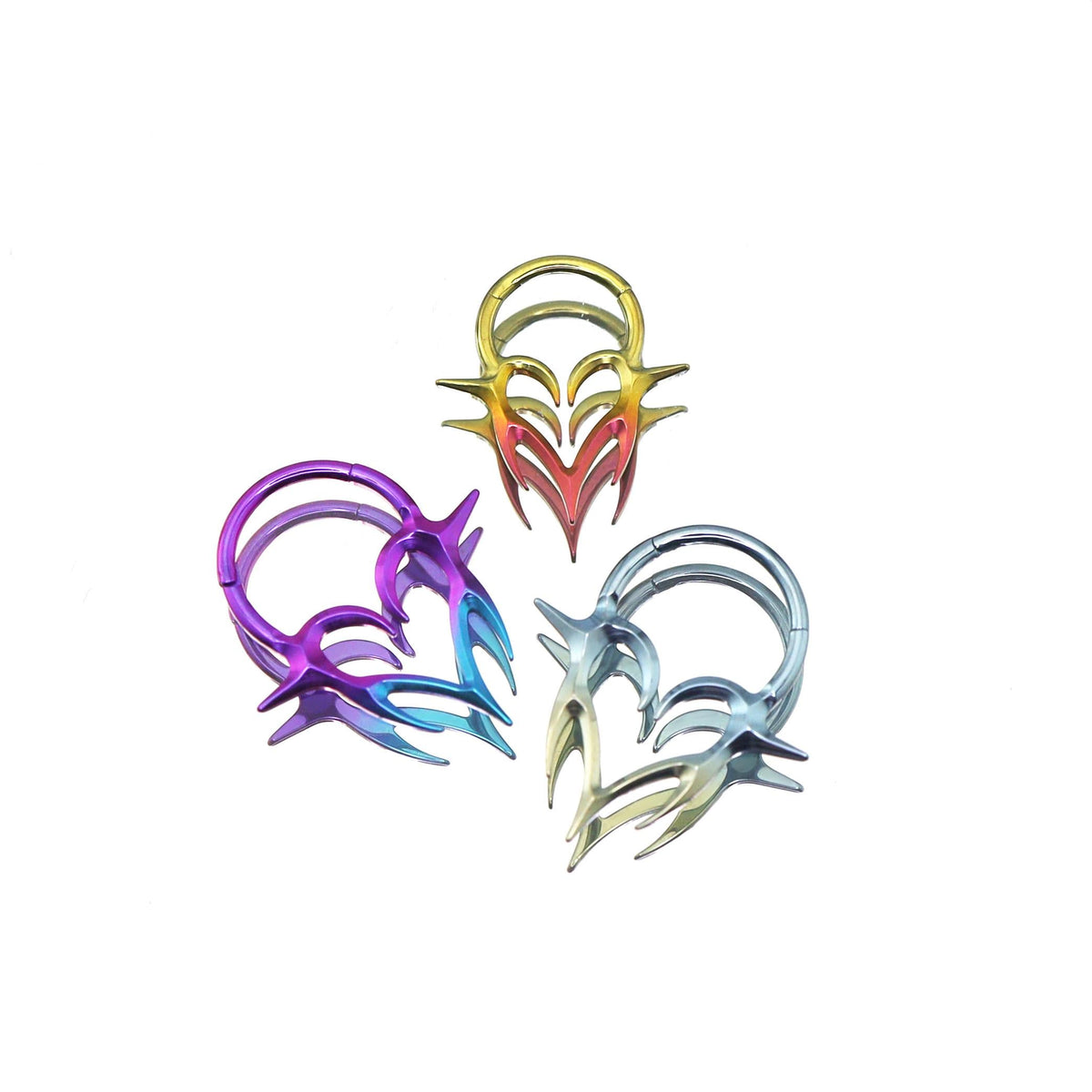 Titanium Gothic Heart Fang Septum Clicker detail 4