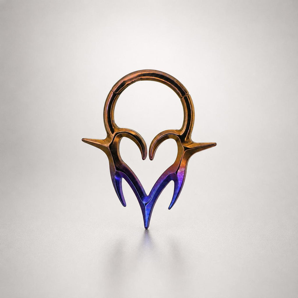 Titanium Gothic Heart Fang Septum Clicker detail 5