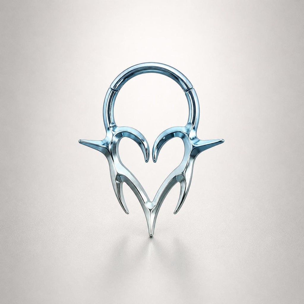Titanium Gothic Heart Fang Septum Clicker detail 6