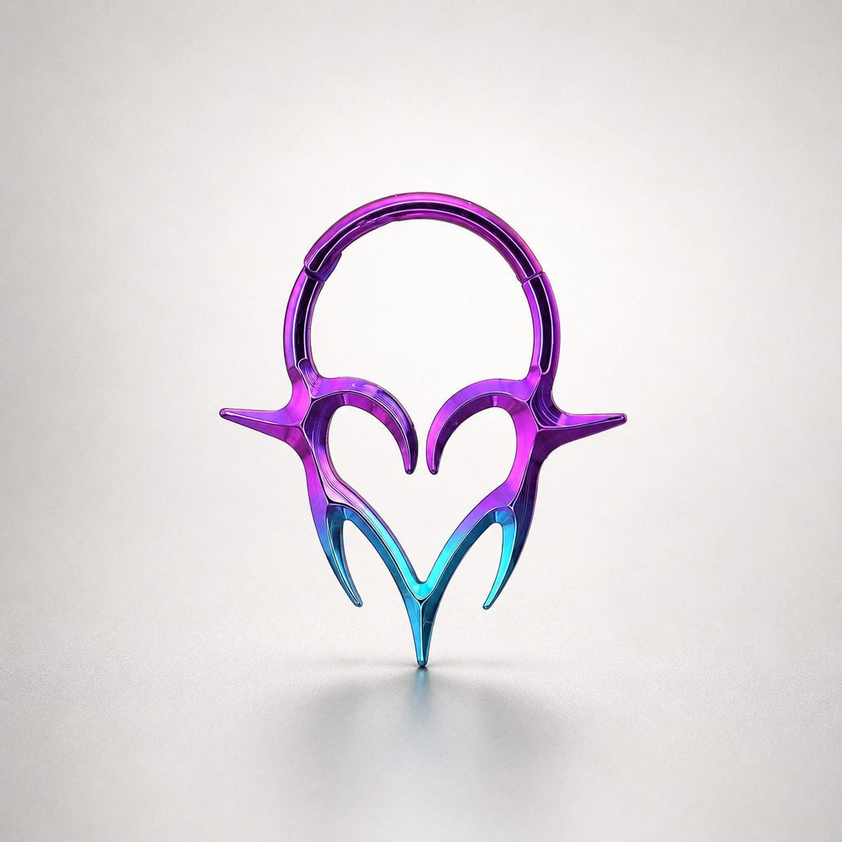 Titanium Gothic Heart Fang Septum Clicker detail 7