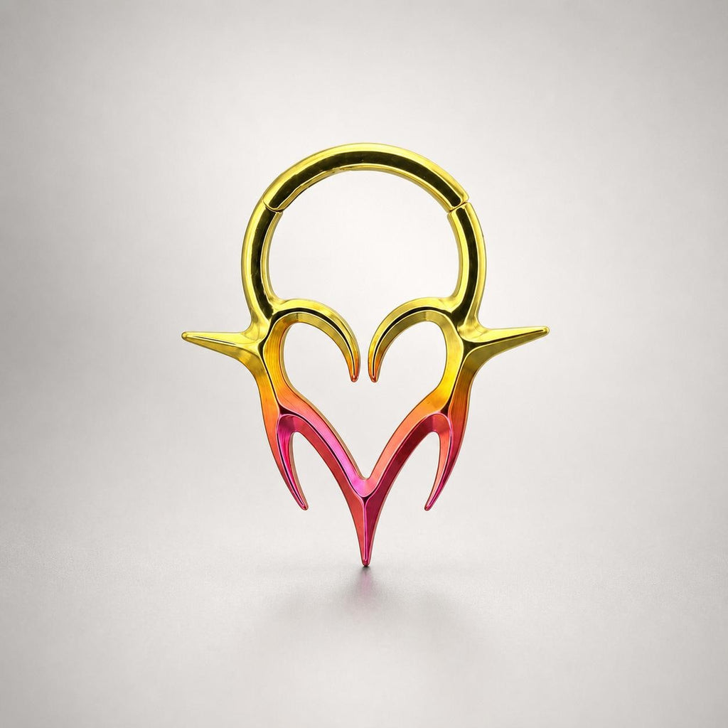 Titanium Gothic Heart Fang Septum Clicker detail 9